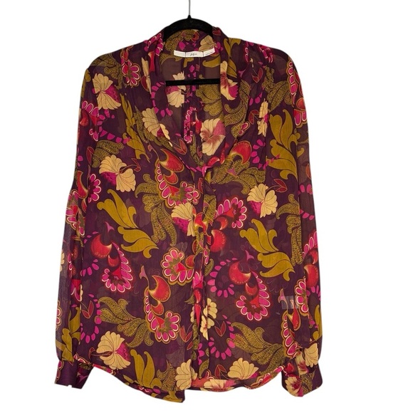 Gibson Blouse Sheer Paisley Boho Size Large - Picture 1 of 8